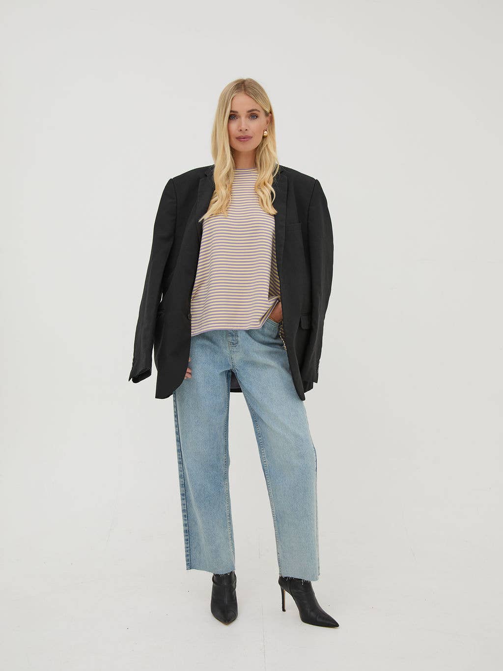 Purple Premium Super Soft Stripe A-Line Tee for wholesale on Faire1