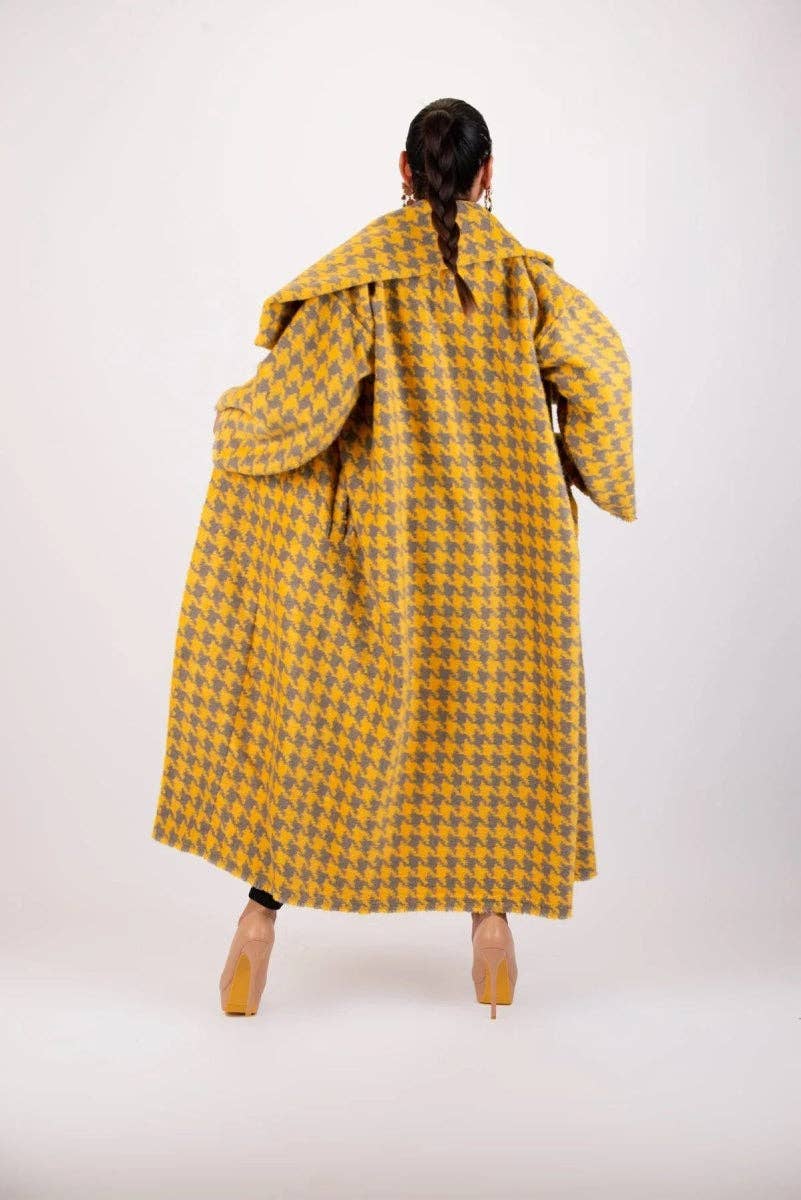 Jaune Manteau d'hiver pied-de-poule OFELIA en vente sur Faire5