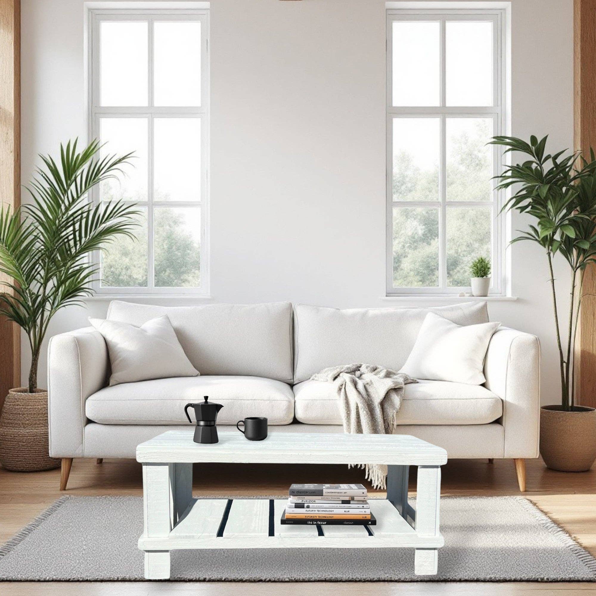 Intrinsic Haven - Wholesale Coffee Table - Farmhouse Rustic Wood Living Room Coffee Table with Shelf20