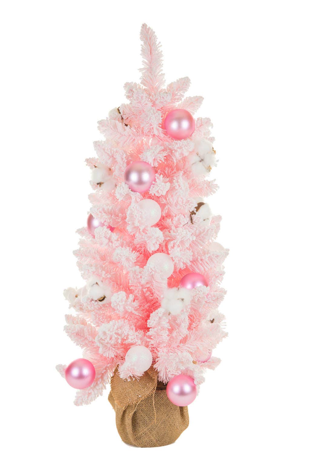 Starlight Collection - Vendita all'ingrosso Alberi di Natale finti - Albero di Natale bianco/rosa con ornamenti e batuffoli di cotone2