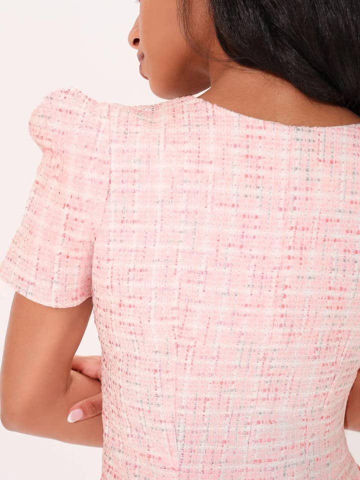 Pink Rose AMELIE TWEED DRESS (PINK ROSE) for wholesale on Faire5