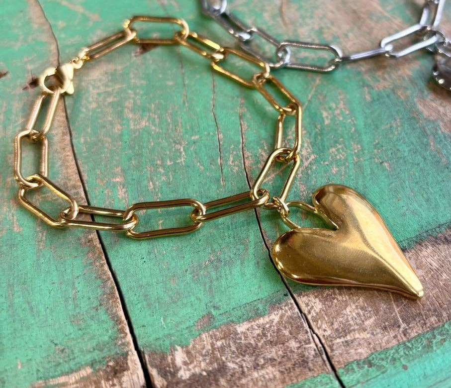 Love and Honor Jesus LLC - Venta al por mayor Pulseras de abalorios/colgantes - Pulsera Puffy Heart de acero inoxidable0