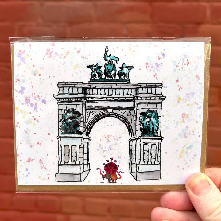 Prospect Park, Brooklyn-Romance/Handmade Greeting Card for wholesale by Johnnerdraws