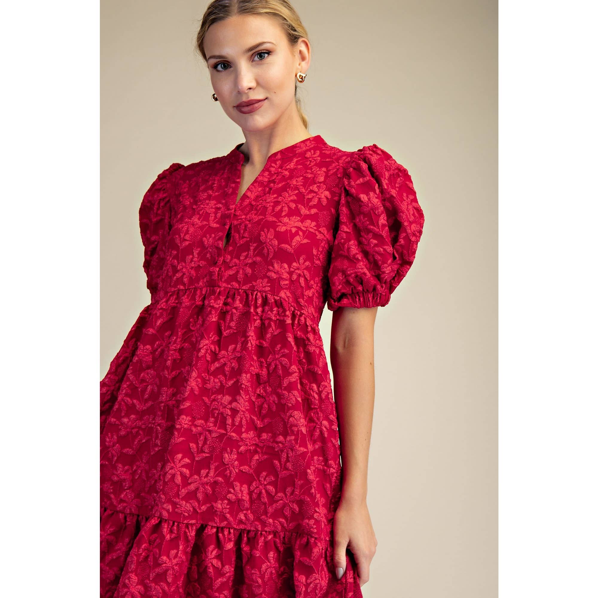 STYLE USA - Wholesale Dress - Women's - NEW Puff Sleeve Midi Dress14