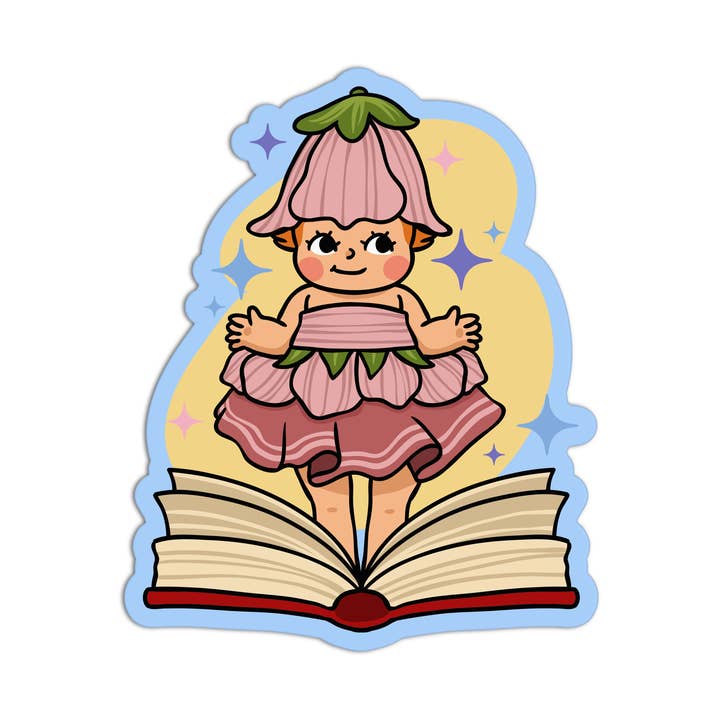 Fleur du Livre Autocollants Rétro Bébés Lecteurs pour la vente par Girls Printing House