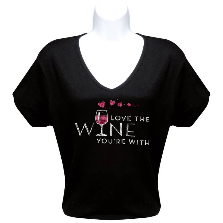 Love the Wine... Rhinestone T-Shirt for wholesale by Chris’s Stuff Inc.