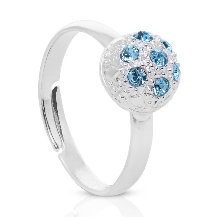 SILVER-PLATED BALL RING for wholesale by Destellos Mediterranean Jewels