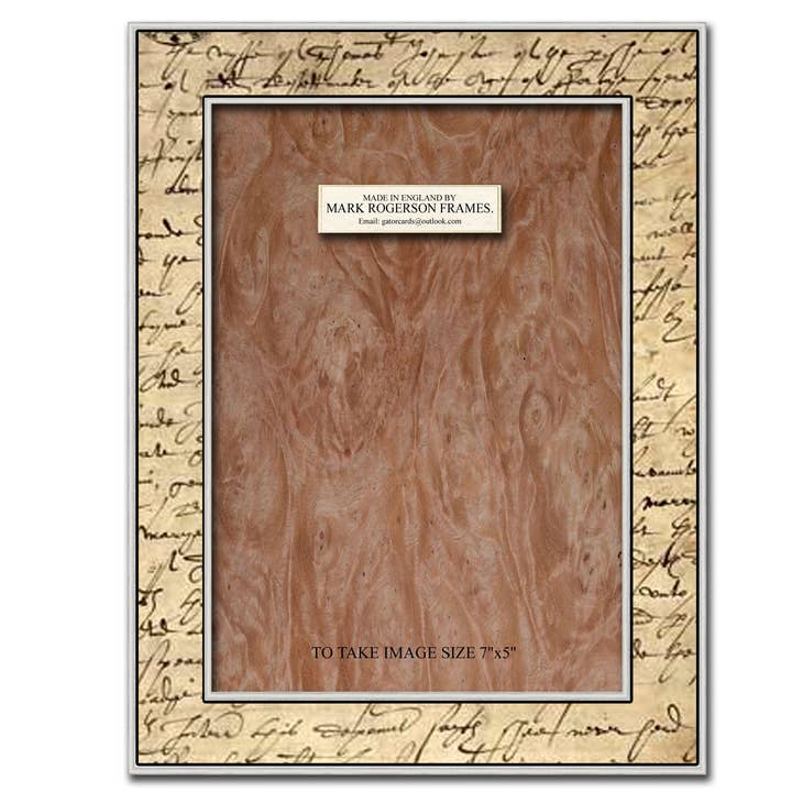 1654 Script Paper Veneer 7"x5" Photo Frame. for wholesale by Gator cards