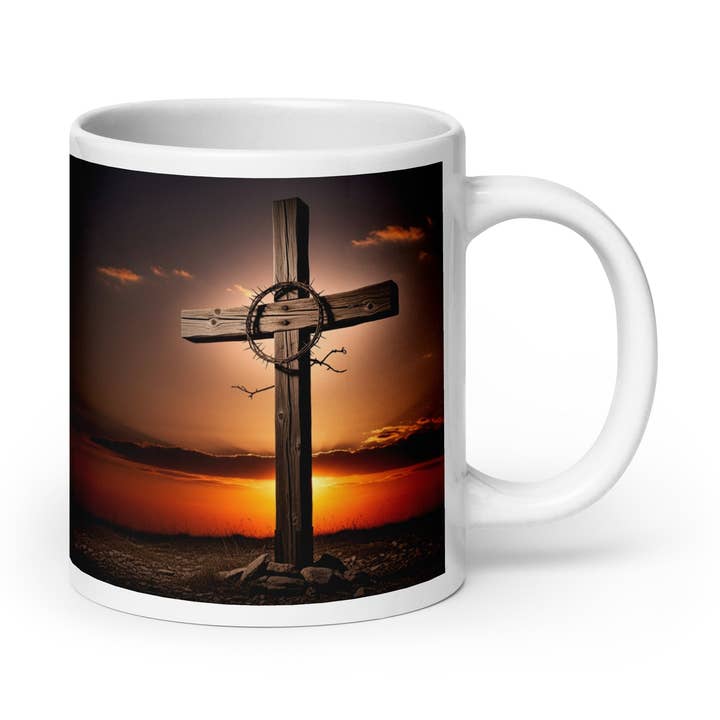 Christian Cross White glossy mug for wholesale by Grow Your Faith