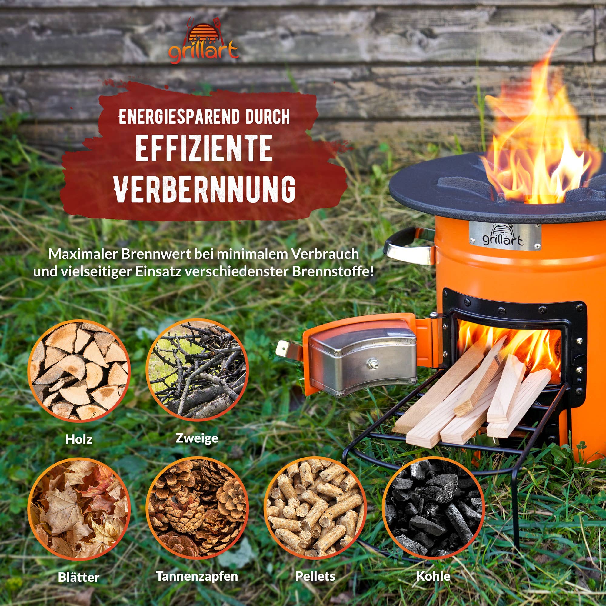 grillart® - Vente Outil de gril pour l'extérieur - grillart® Poêle fusée « Powertrain I » avec sac de transport orange/noir8