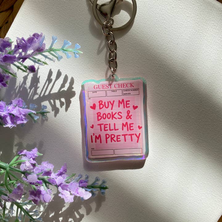 Bookish Iridescent Acrylic Keychain for wholesale by Emilee on Crafts