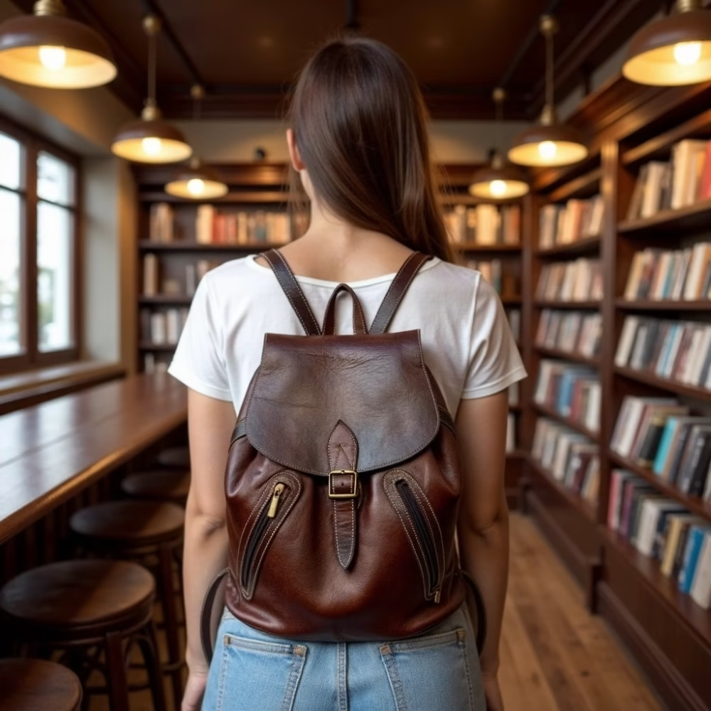 High crafty – wholesale Backpack – Women's – Authentic Handmade Moroccan Real Leather Backpack – Dark Bro4