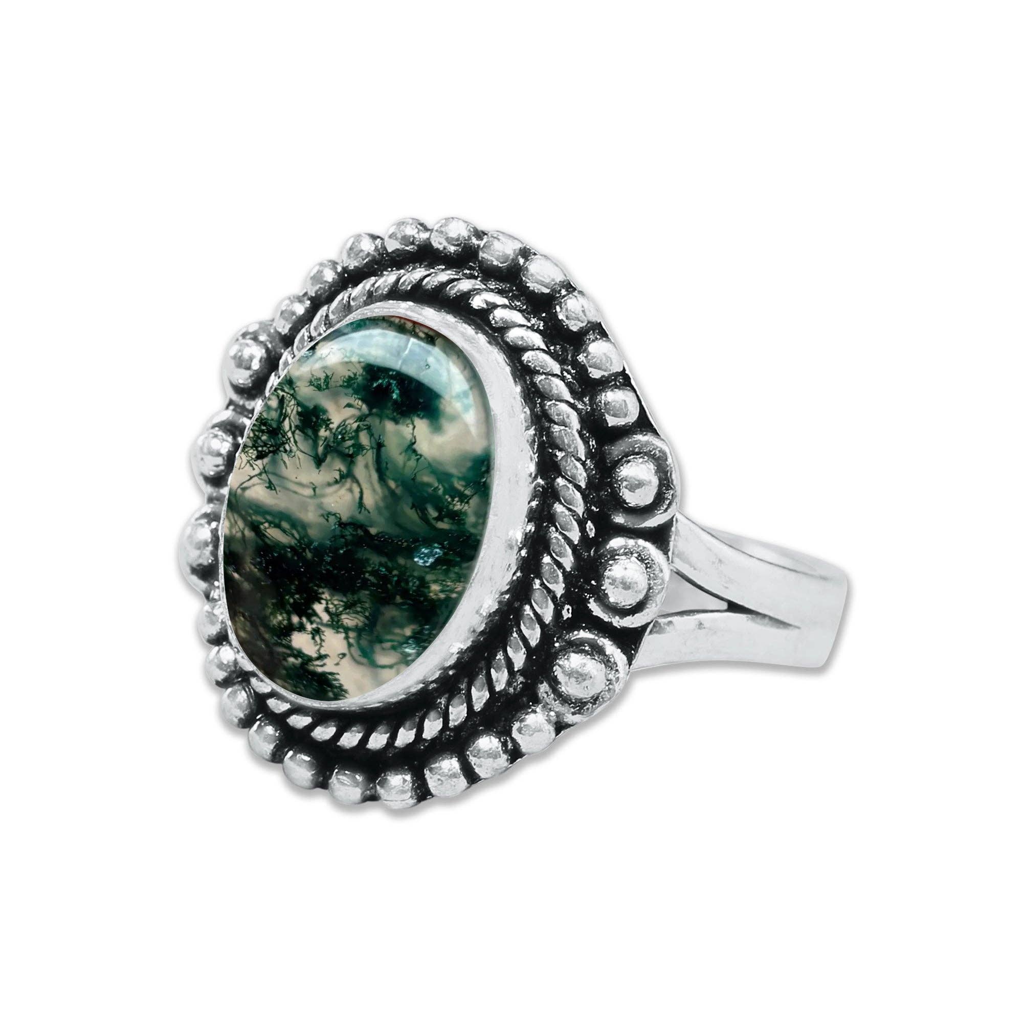 Handmade Jewels – wholesale Cocktail/Statement Ring – Mossagatringar – Handgjorda, Silverpläterade, Naturinspirerade (Tillverkade på Beställning)8