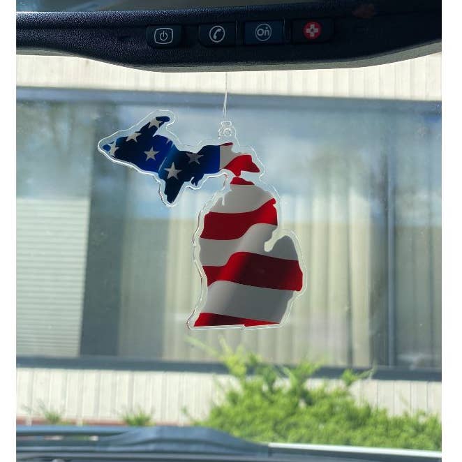 Attrape-soleil de voiture : Drapeau américain du Michigan pour la vente par My State Designs