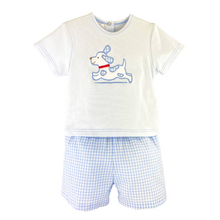 Conjunto de Camiseta y Pantalones Cortos con Aplique de Perro para venta al por mayor de Petit Ami & Zubels