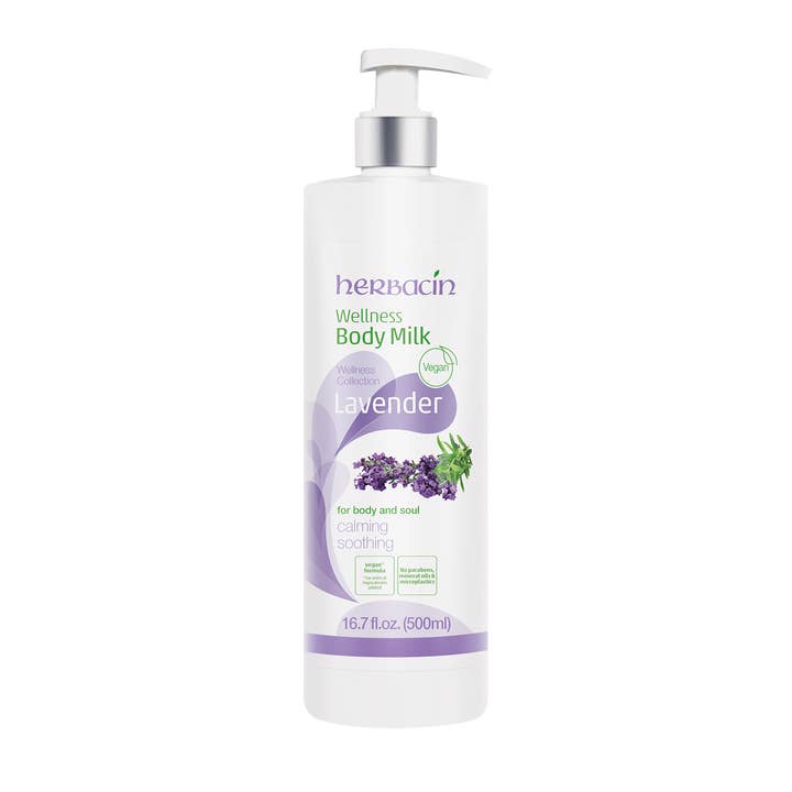 Herbacin Wellness Body Milk - Lavender 16.7 fl. oz. bottle for wholesale by Herbacin