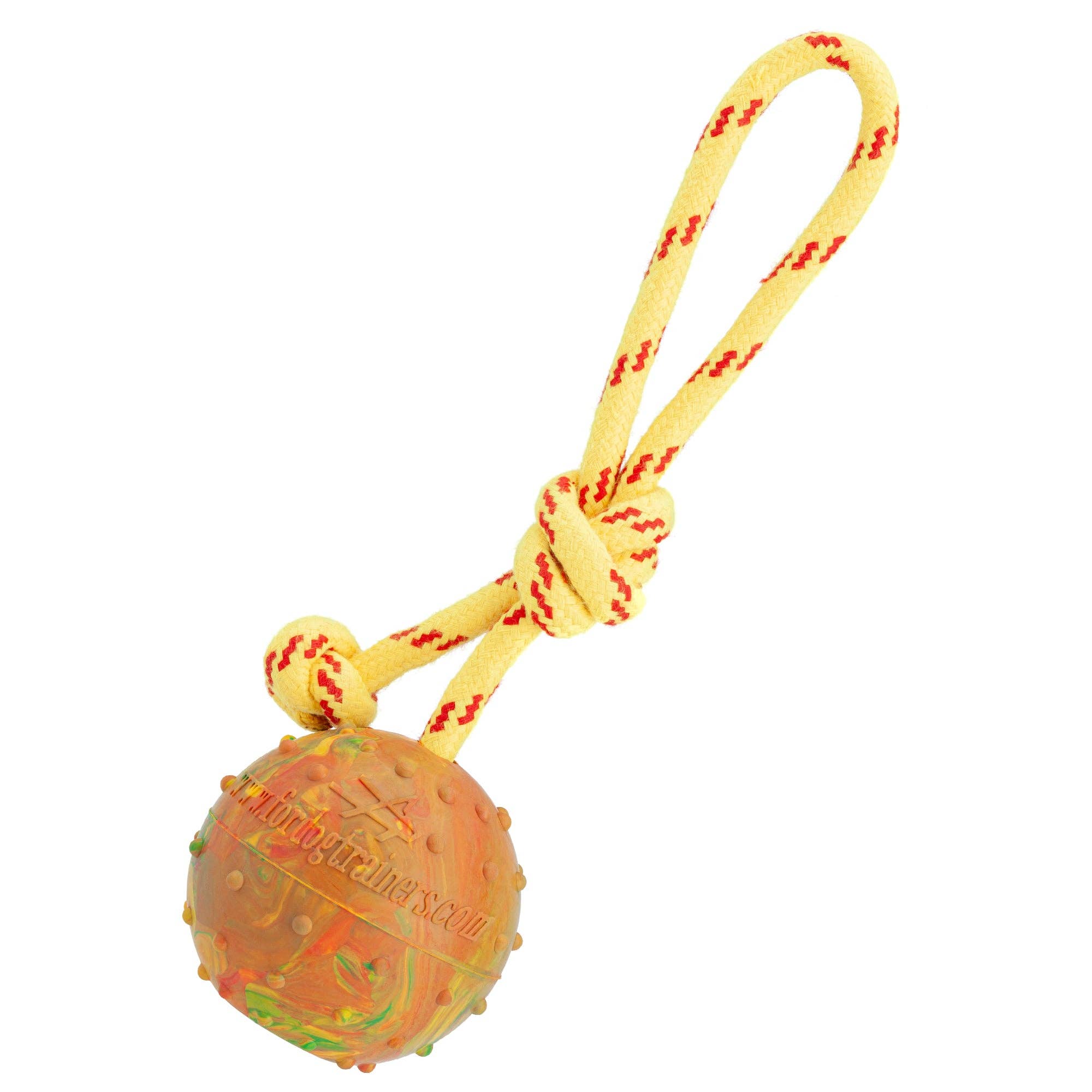 Dogline – wholesale Pet fetch ball – Dog – FDT Solid Rubber Dog Ball on Rope, Large - Diameter 2.75" (7 cm)0
