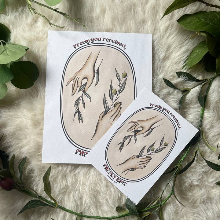 Jessi's Messes - Wholesale Art Print - Matthew 10:8 give freely christian art print