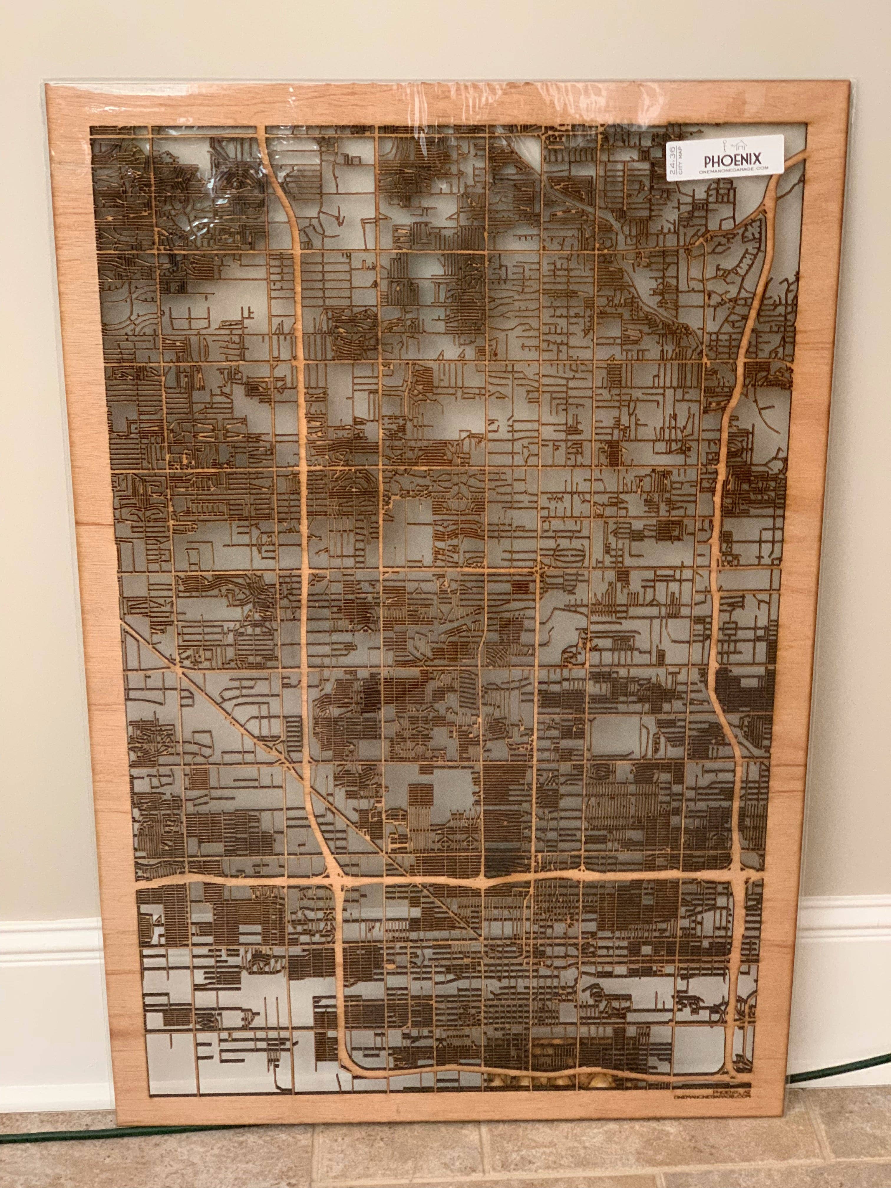 One Man One Garage - Wholesale Wall Accent - City Maps, Large 24x36" Perfect Housewarming Gift! Wooden Street Cutouts23