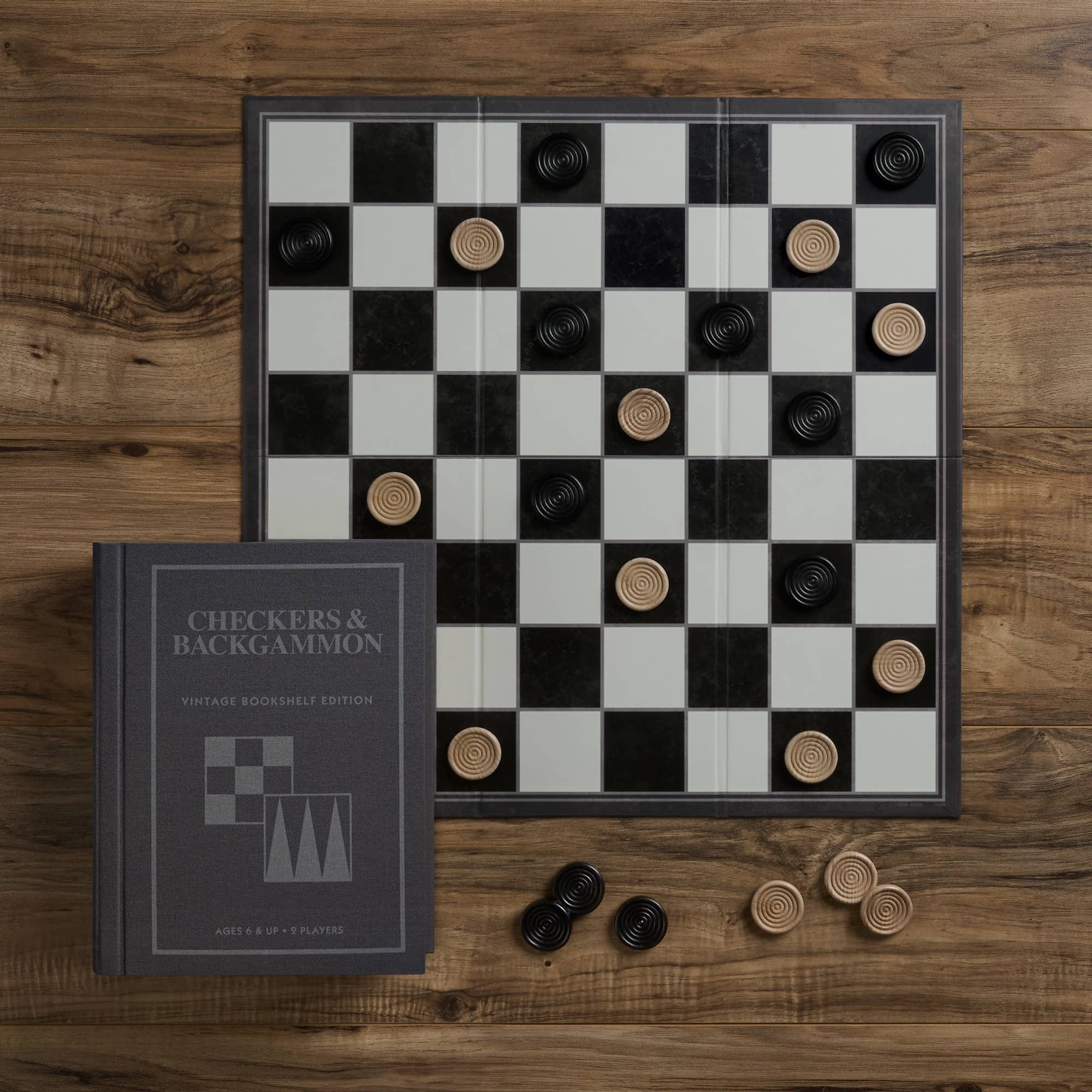 WS Game Company – wholesale Brädspel – Checkers och Backgammon Vintage Utgåva i Bokhylla1
