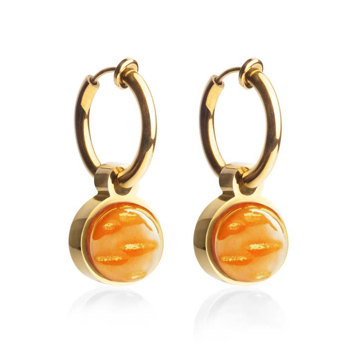 Mix & Match earclips with pendant • gold/saffron yellow • 14 mm for wholesale by ALEXASCHA