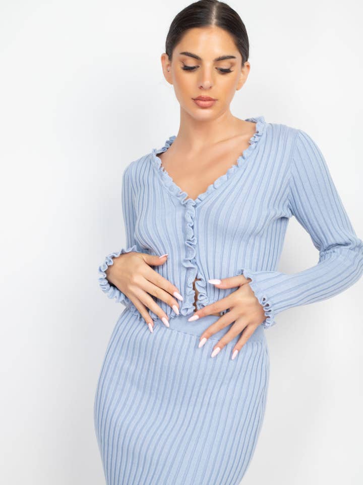 Sweatervest met ruches en knoopsluiting voor wholesale door CC Wholesale Clothing