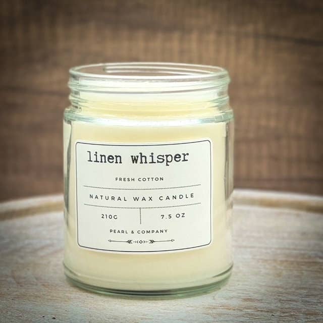 Linen Whisper Soothing Aromatherapy Hand Poured Candle for wholesale by PEARL AND COMPANY, LLC