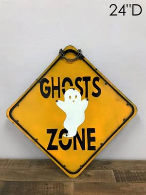 60-134-Metal Wall Sign, Ghost Zone, 8.17 for wholesale by Rustic Farm