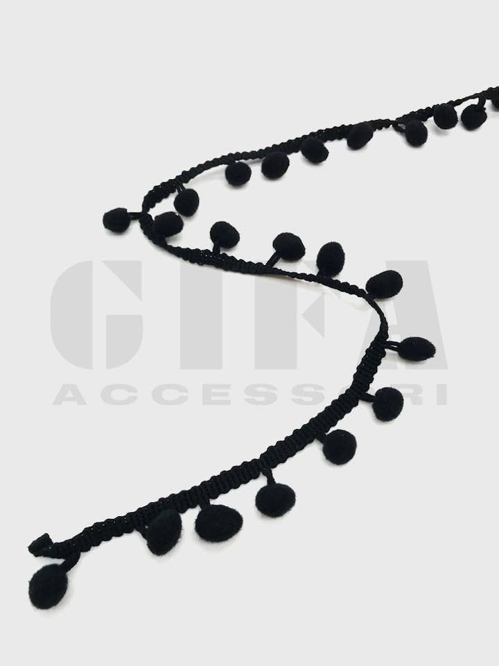 Gifa Accessori – wholesale Skosnören - Dam – Svart pompomdekoration