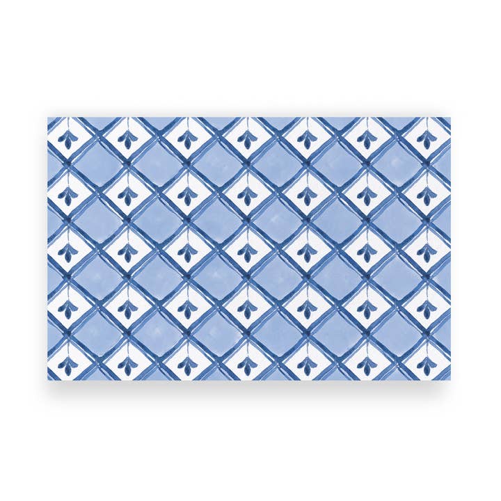 Sets de table en papier carreau bleu | Ensemble de 24 pour la vente par Ellen Davis Creative