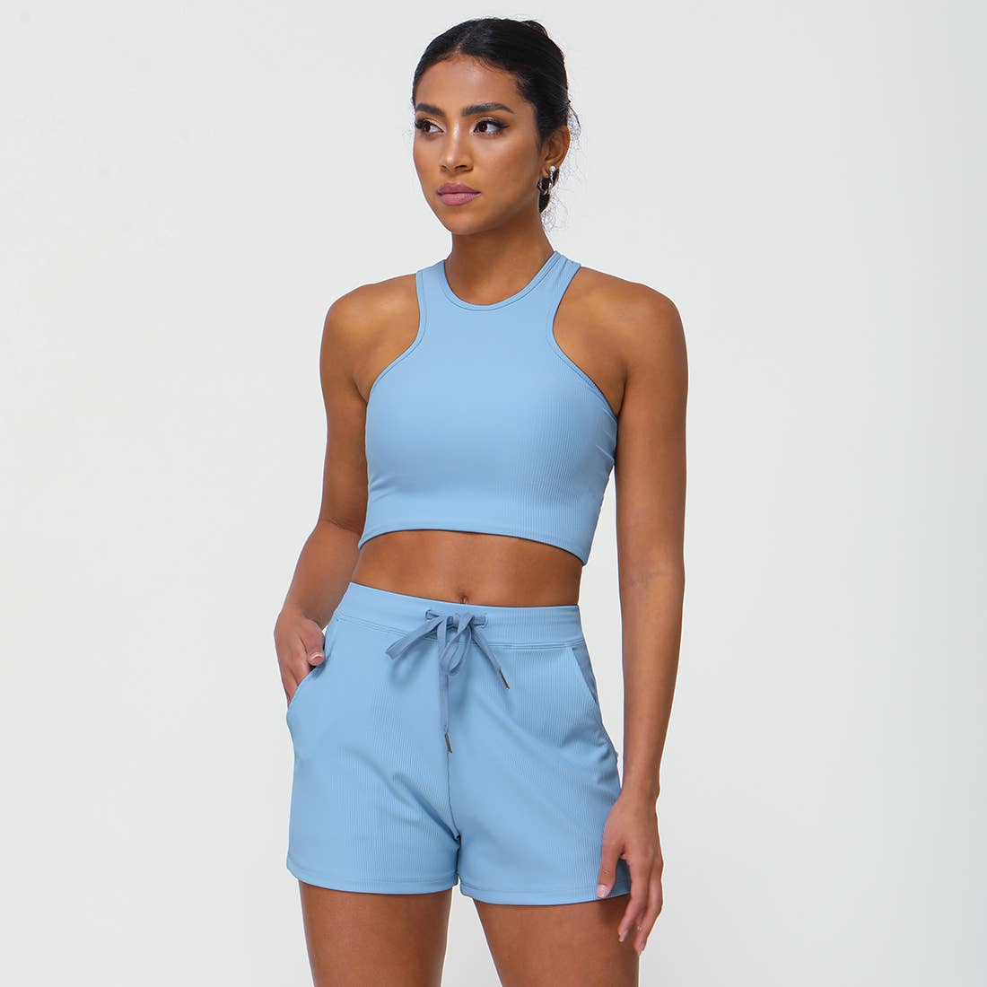 Sodalemon - Wholesale Activewear Set - Women's - Full Coverage High Intensity Sports Bra & Drawstring Shorts0