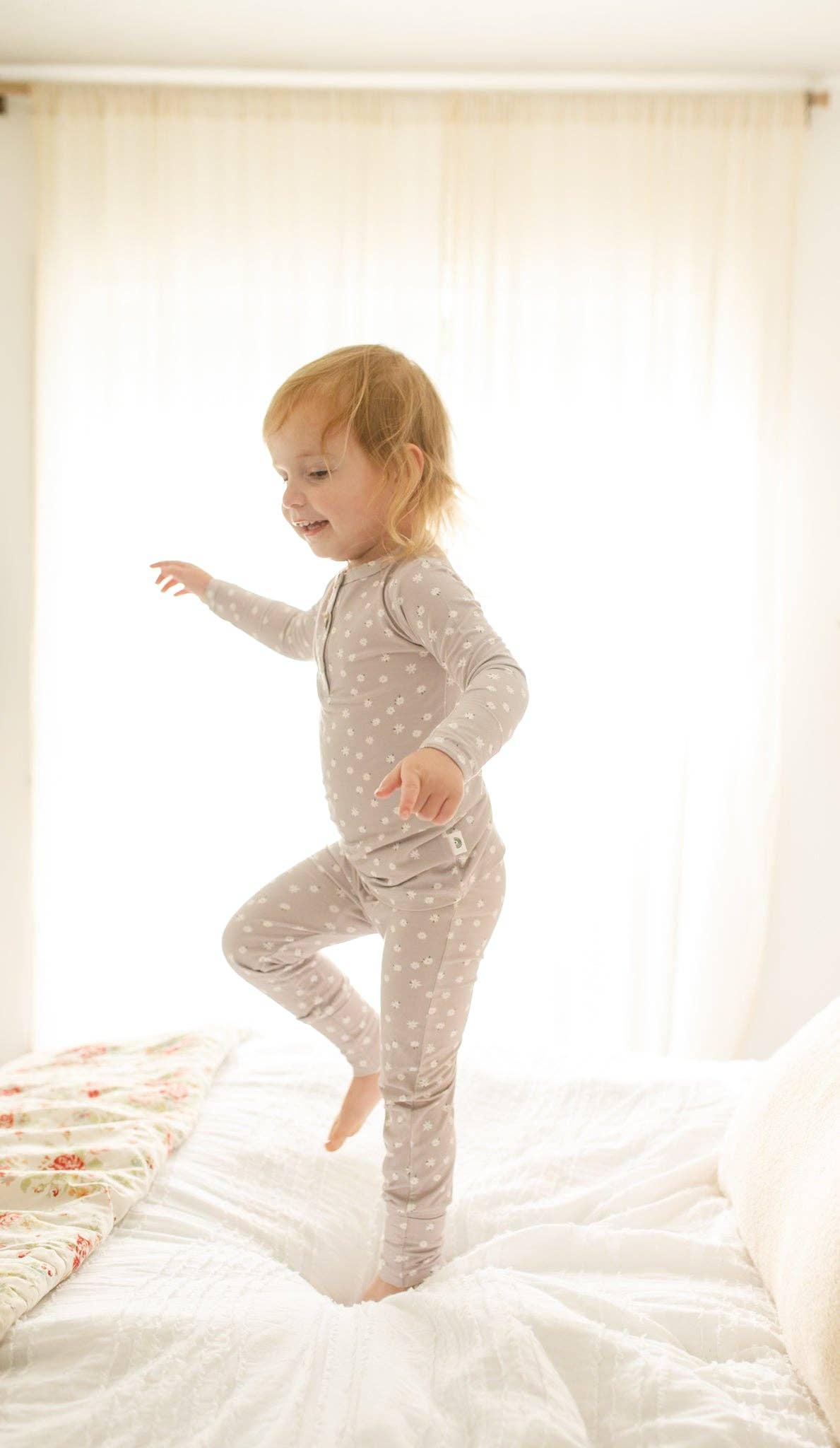 Little Joy Co. - Wholesale Sleepwear Set - Kids - Oopsie Daisy 2pc Henley Bamboo Pajamas - Sizes Newborn & Up!5