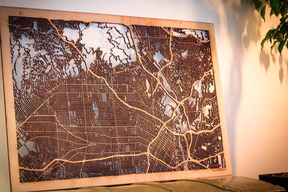 One Man One Garage - Wholesale Wall Accent - City Maps, Large 24x36" Perfect Housewarming Gift! Wooden Street Cutouts14