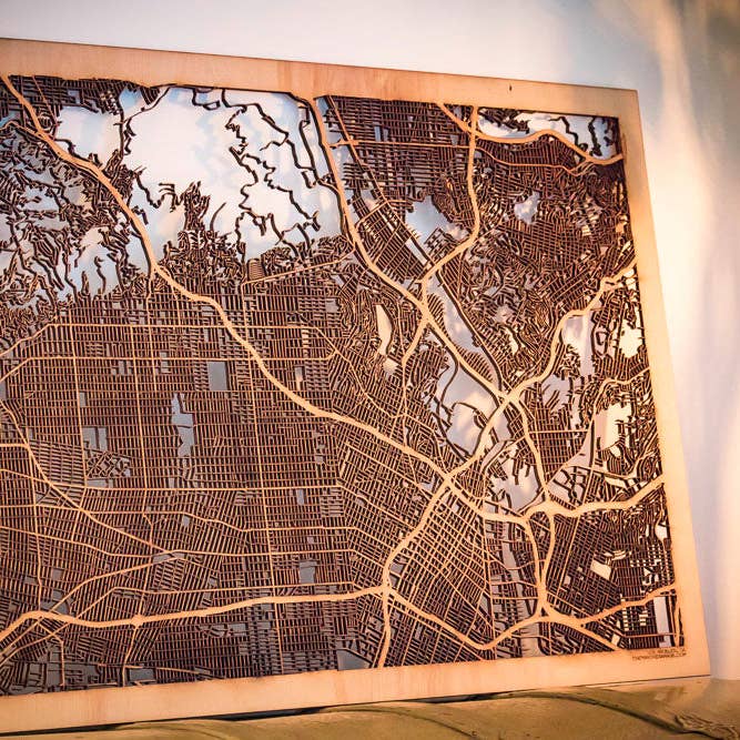 One Man One Garage - Wholesale Wall Accent - City Maps, Large 24x36" Perfect Housewarming Gift! Wooden Street Cutouts14