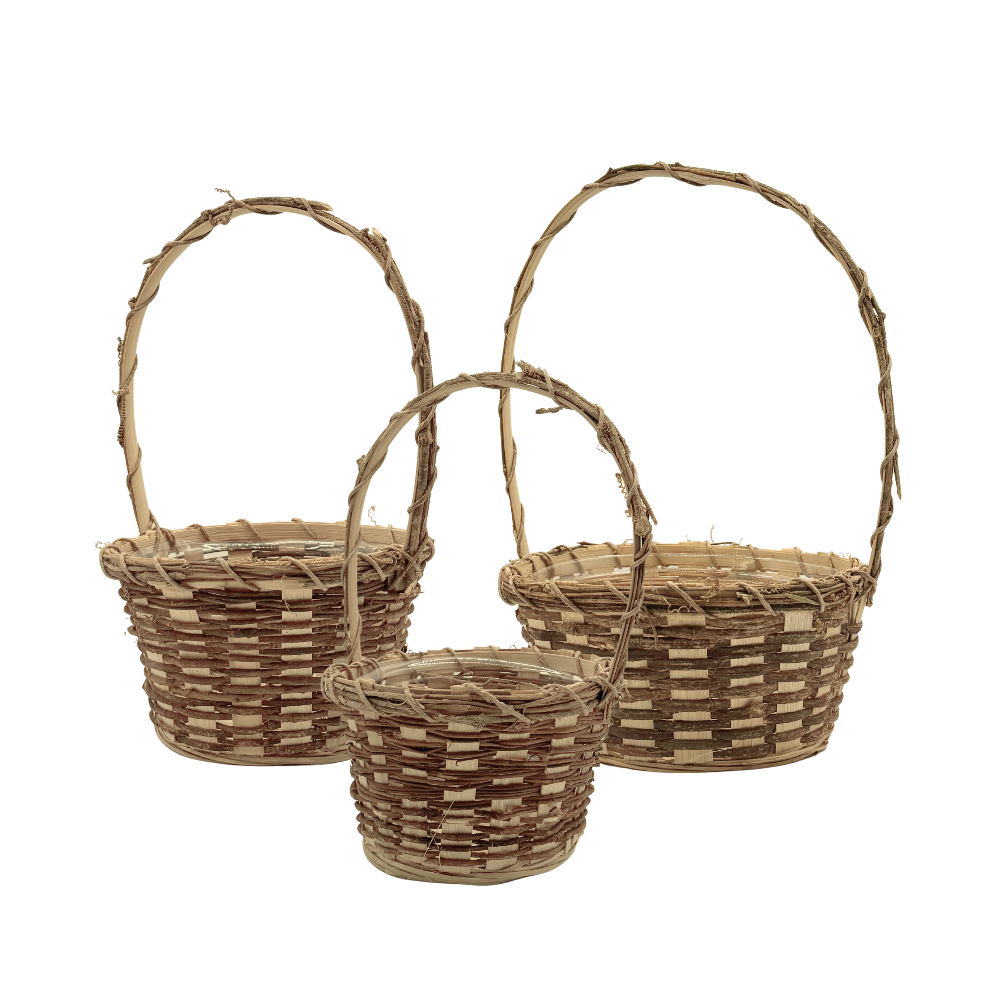 Jacobson - Wholesale Basket - 9.5"D Mixed Vine Rattan Baskets - 2 Sets of 32