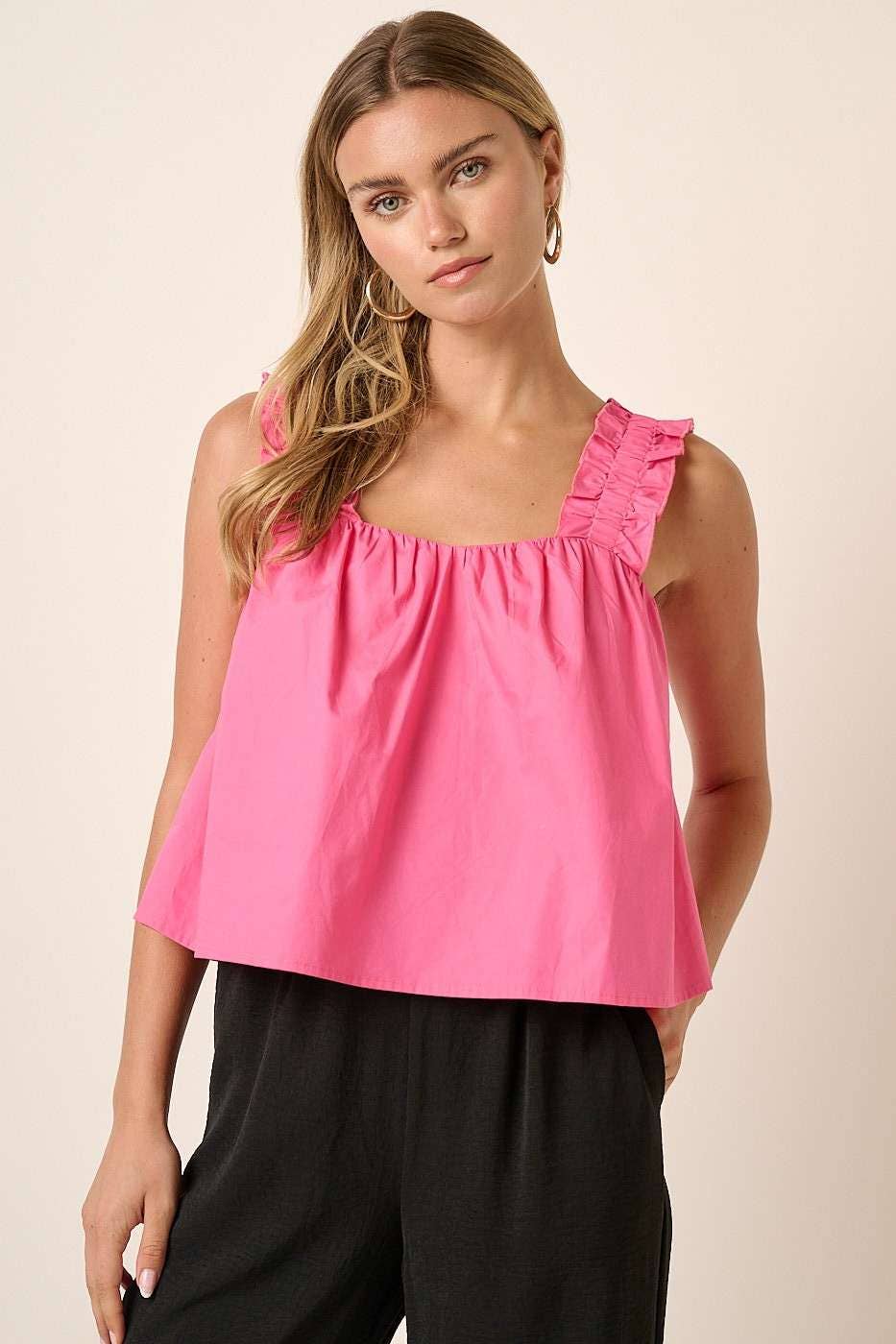 mittoshop - Wholesale Blouse - Women's - M15167-SEMI SWEETHEART NECK RUFFLE CROP TOP12