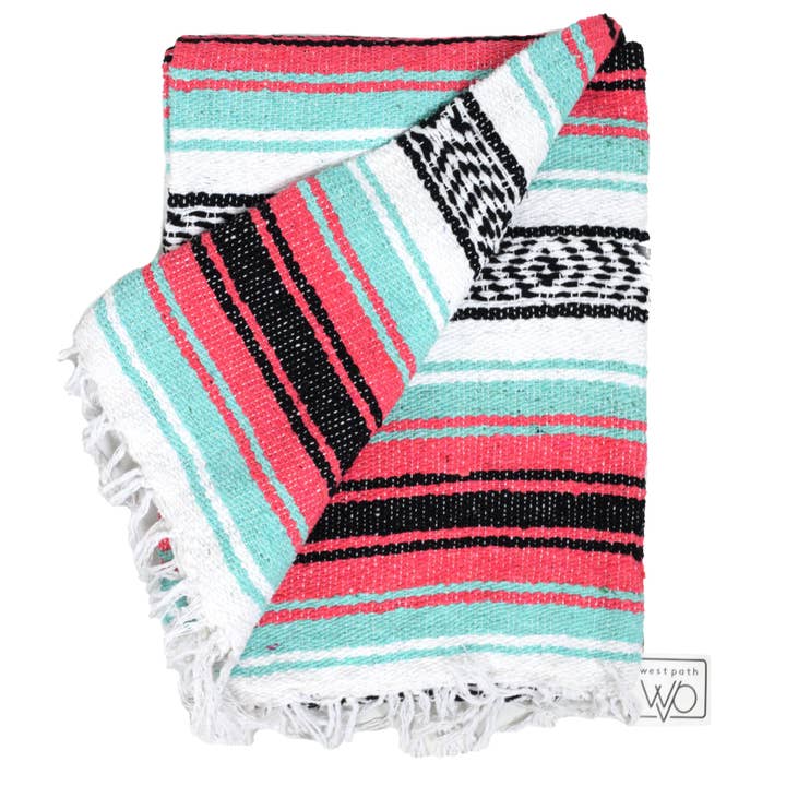 Mint & Coral Mexican Falsa Blanket for wholesale by West Path