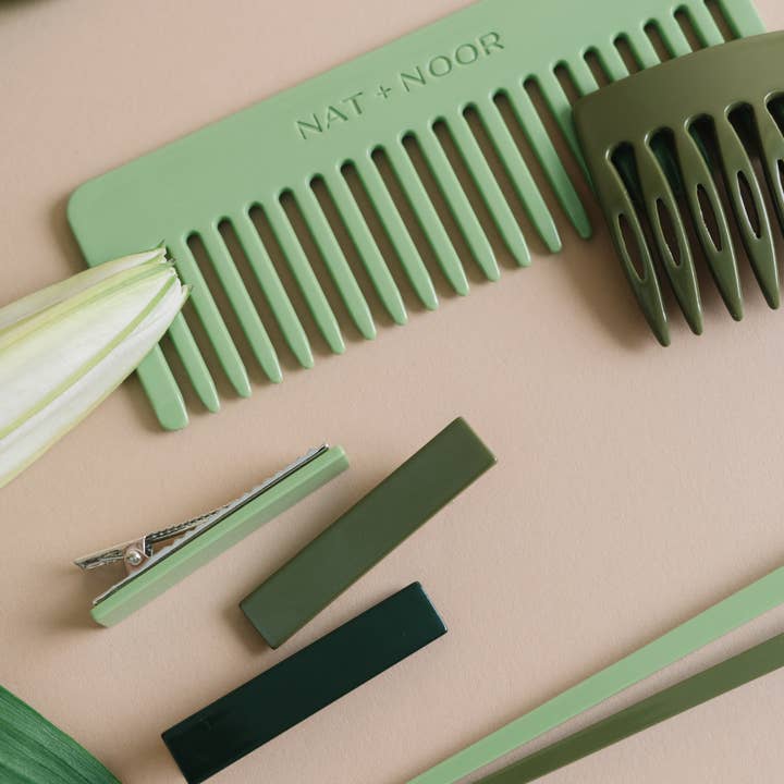 NAT + NOOR - Wholesale Hair Clip - Women's - French Side Hair Comb | Okra | Olive Green | Hair Slide