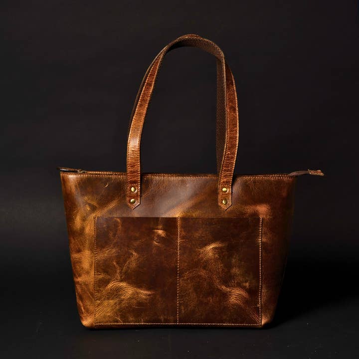 Classic Cognac Leather Tote Bag for wholesale by NAB LEATHER
