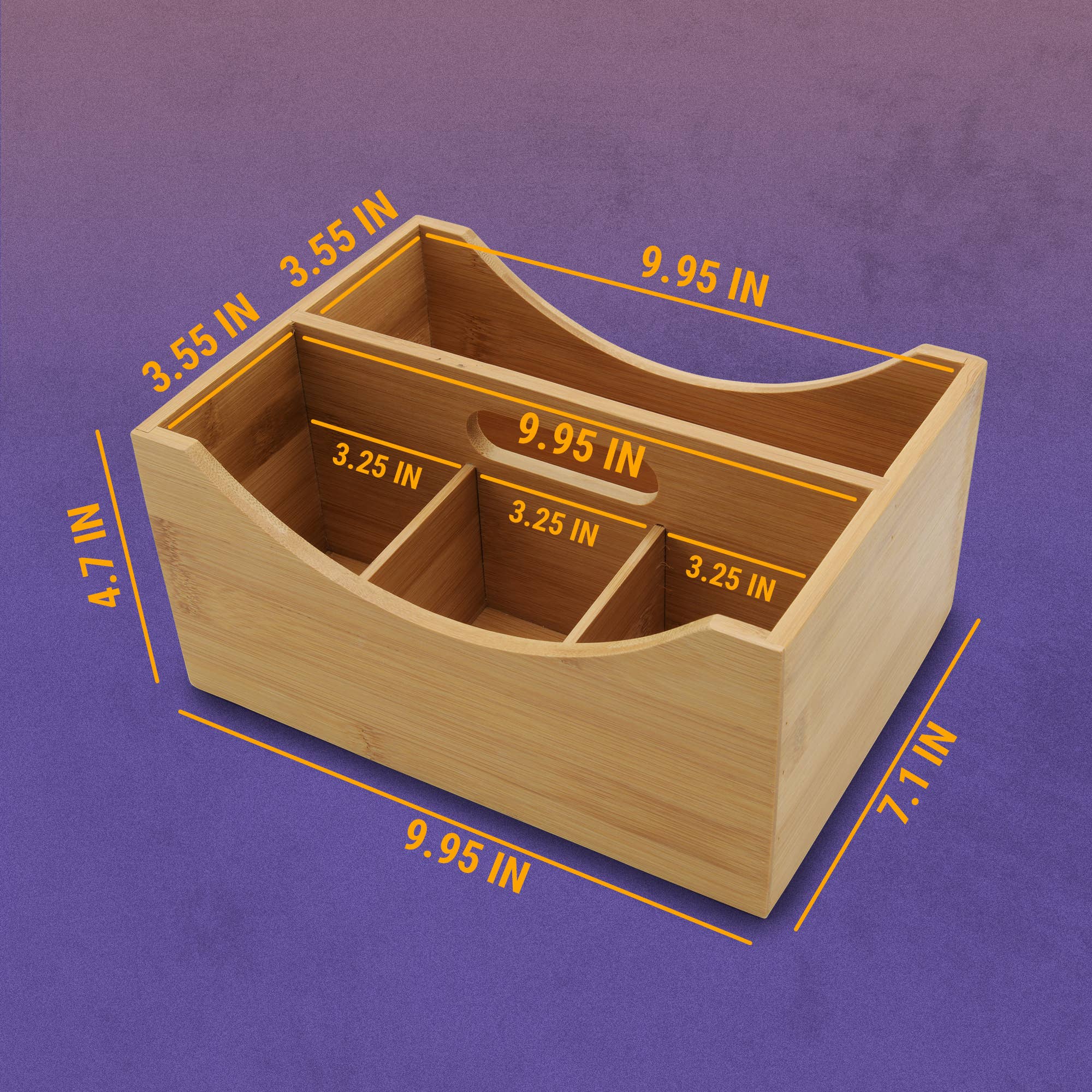 YBM HOME INC. - Vente Rangements/organisateurs de cuisine - Panier en bambou à 4 compartiments avec poignée, 2 tailles1