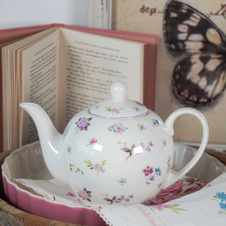 Porcelain tea pot Flora 1 L Isabelle Rose for wholesale by Isabelle Rose