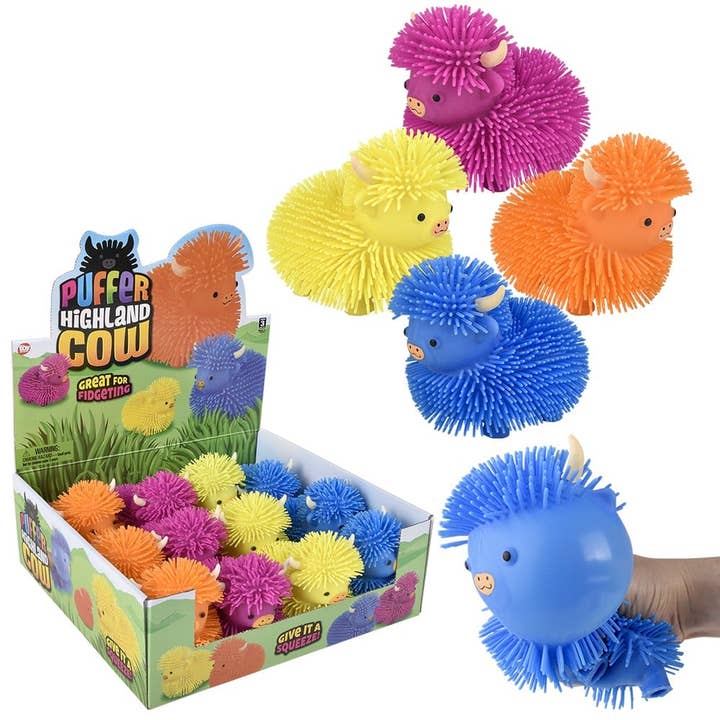 La Luna Bella - Toys - Wholesale Classic Toy - Kids - 5" Highland Cow Puffer-Assorted Colors- LLB Toys
