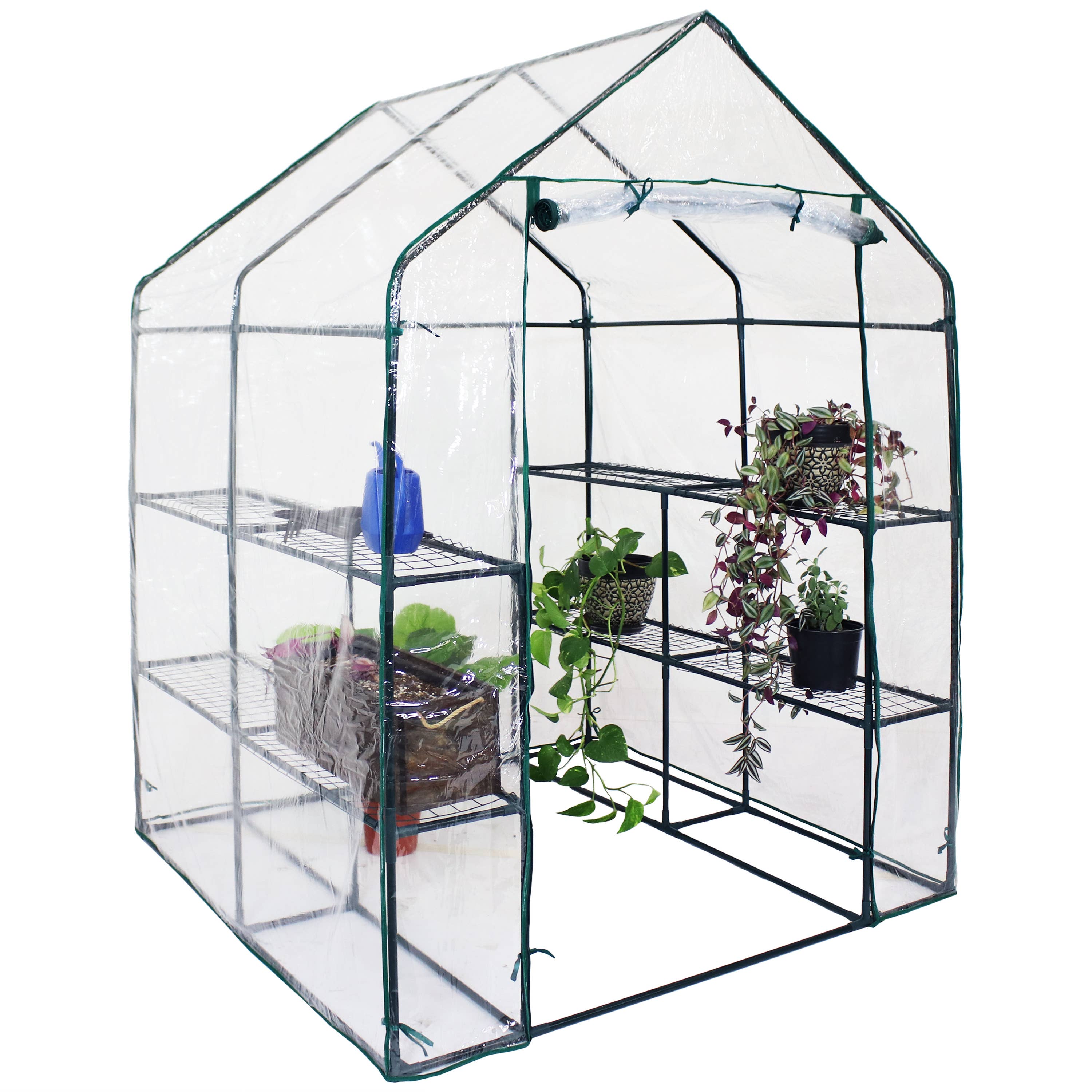 Sunnydaze Decor - Wholesale Planting Net/Cover - Grandeur Walk-In Greenhouse with 4 Shelves - Clear4
