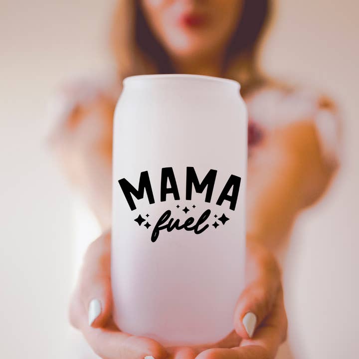 18 oz mamma bränsle frostat ölburk glas kopp för wholesale av Amber Marie Design