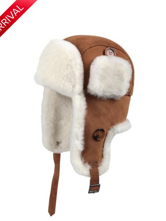 Chapeau de trappeur en peau de mouton véritable pour femme pour la vente par Woolsy