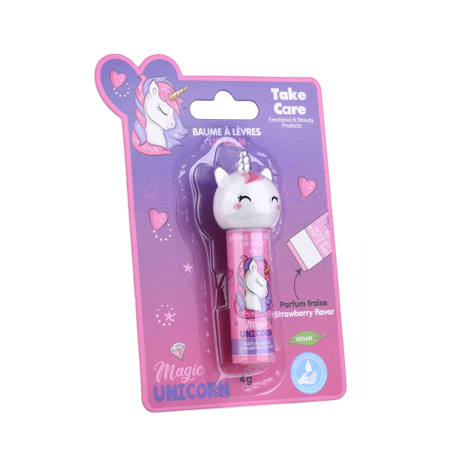Takecare - Wholesale Lip Balm - 3D Unicorn Lip Balm - Strawberry (4g)7