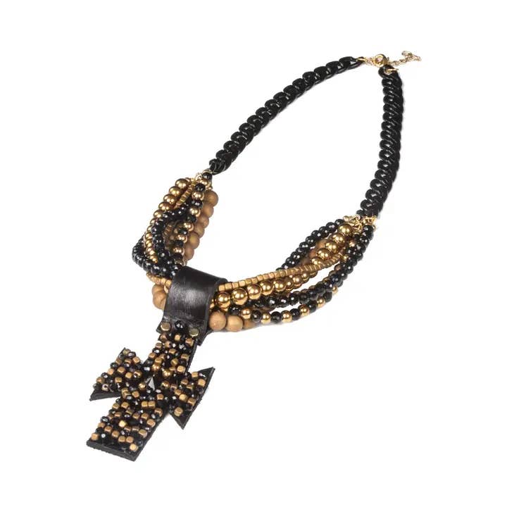 De Dominion Ketting Kralen Kruis Statement Sieraad voor wholesale door The Dark