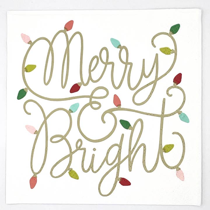 soiree-sisters - Wholesale Disposable Napkin - Christmas Cocktail Napkins | Merry and Bright - 20ct