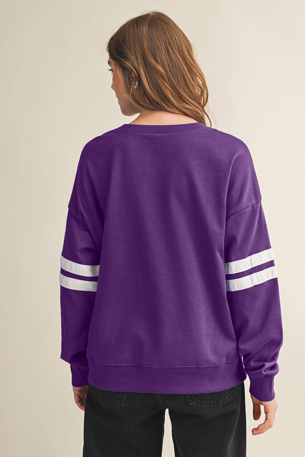 Aapparella - Wholesale Shirt - Women's - Striped Detail Drop Shoulder Oversized Sweatshirt | S-XL5