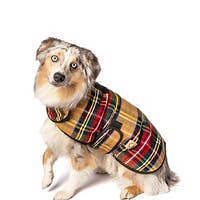 CHILLY DOG LLC - Wholesale Pet Coat - Dog - Tan Tartan Dog Blanket Coat1